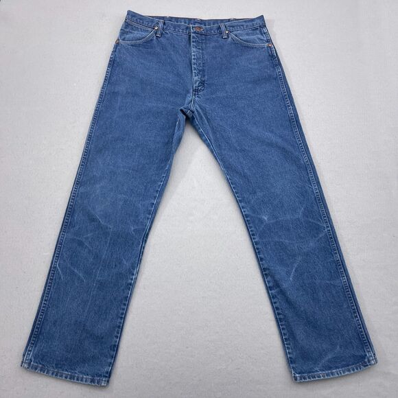 VTG Wrangler Cowboy Jeans 36x32 Mens Blue Denim 13MWZPW Made in‎ USA - Picture 1 of 10